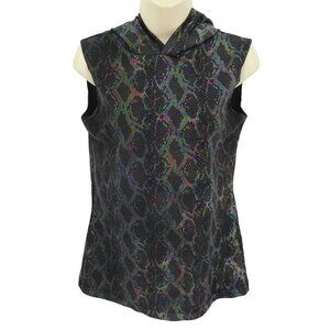 Shrine Hollywood Medium Black Hood Oil Slick Multicolor Python Snake Print Shirt